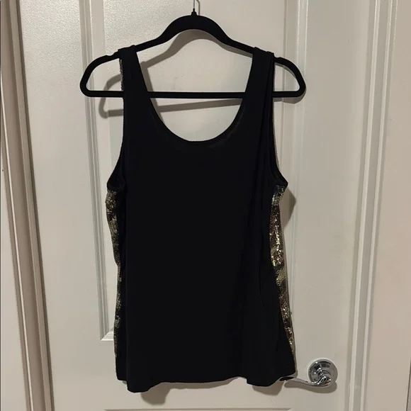 Lane Bryant Black Gold and Green Camo Print Sequin Tank Top - Picture 4 of 4